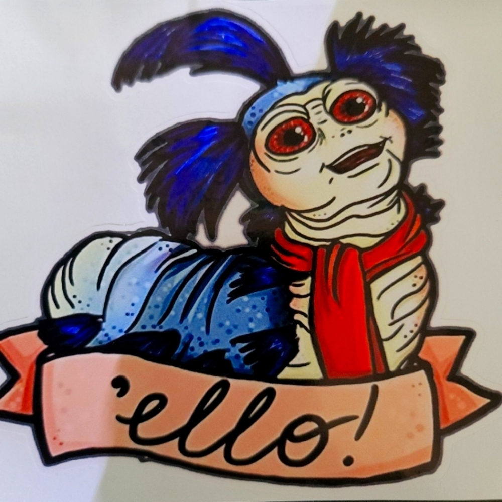 3/$10 Labyrinth Movie Worm Sticker